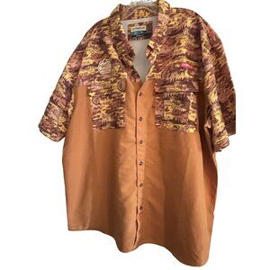 Magellan Outdoors Shiner Bock Relaxed Fit Shirt 3XL Brown/Yellow
